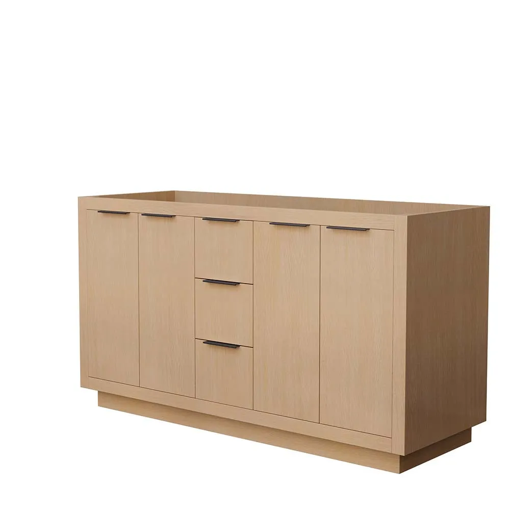 Maroni 60 Inch Double Bathroom Vanity in Light Straw
