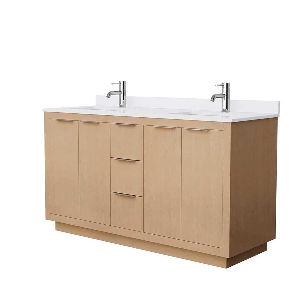 Maroni 60 Inch Double Bathroom Vanity in Light Straw