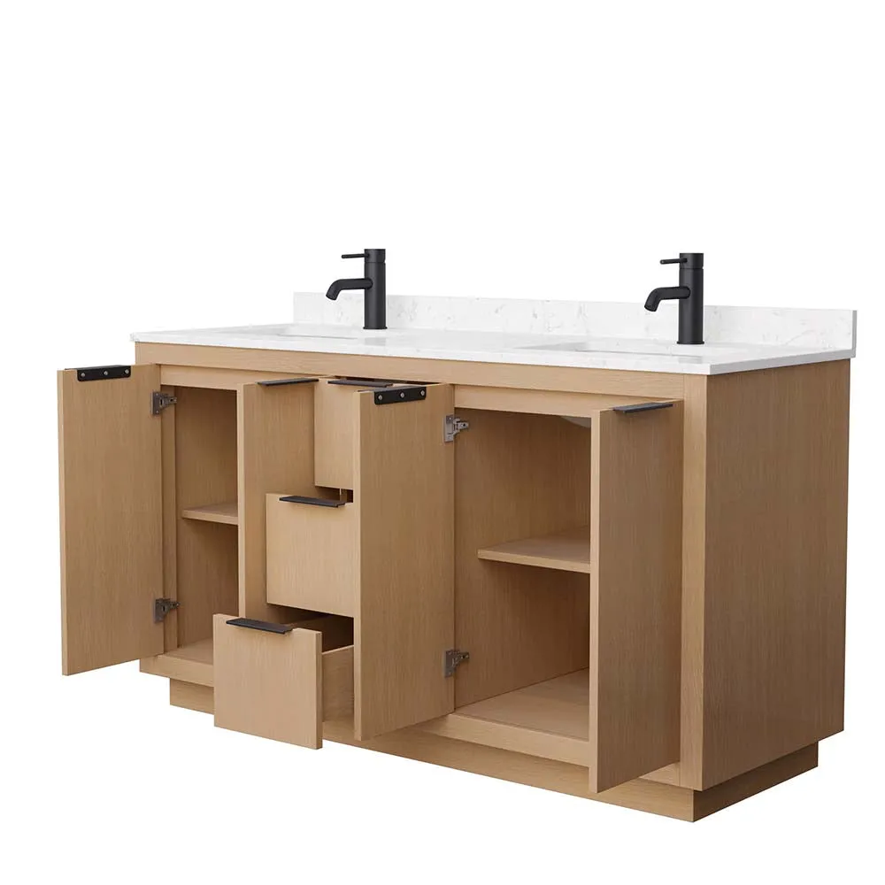 Maroni 60 Inch Double Bathroom Vanity in Light Straw