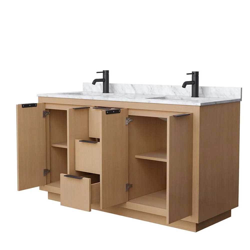 Maroni 60 Inch Double Bathroom Vanity in Light Straw