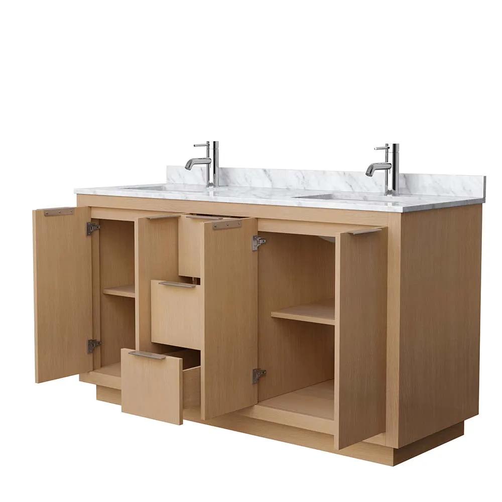 Maroni 60 Inch Double Bathroom Vanity in Light Straw