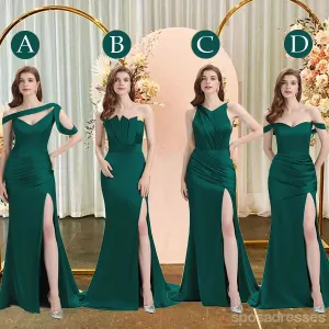 Mismatched Mermaid Dark Green Sexy Elegant Mermaid Long Bridesmaid Dresses, BD3392