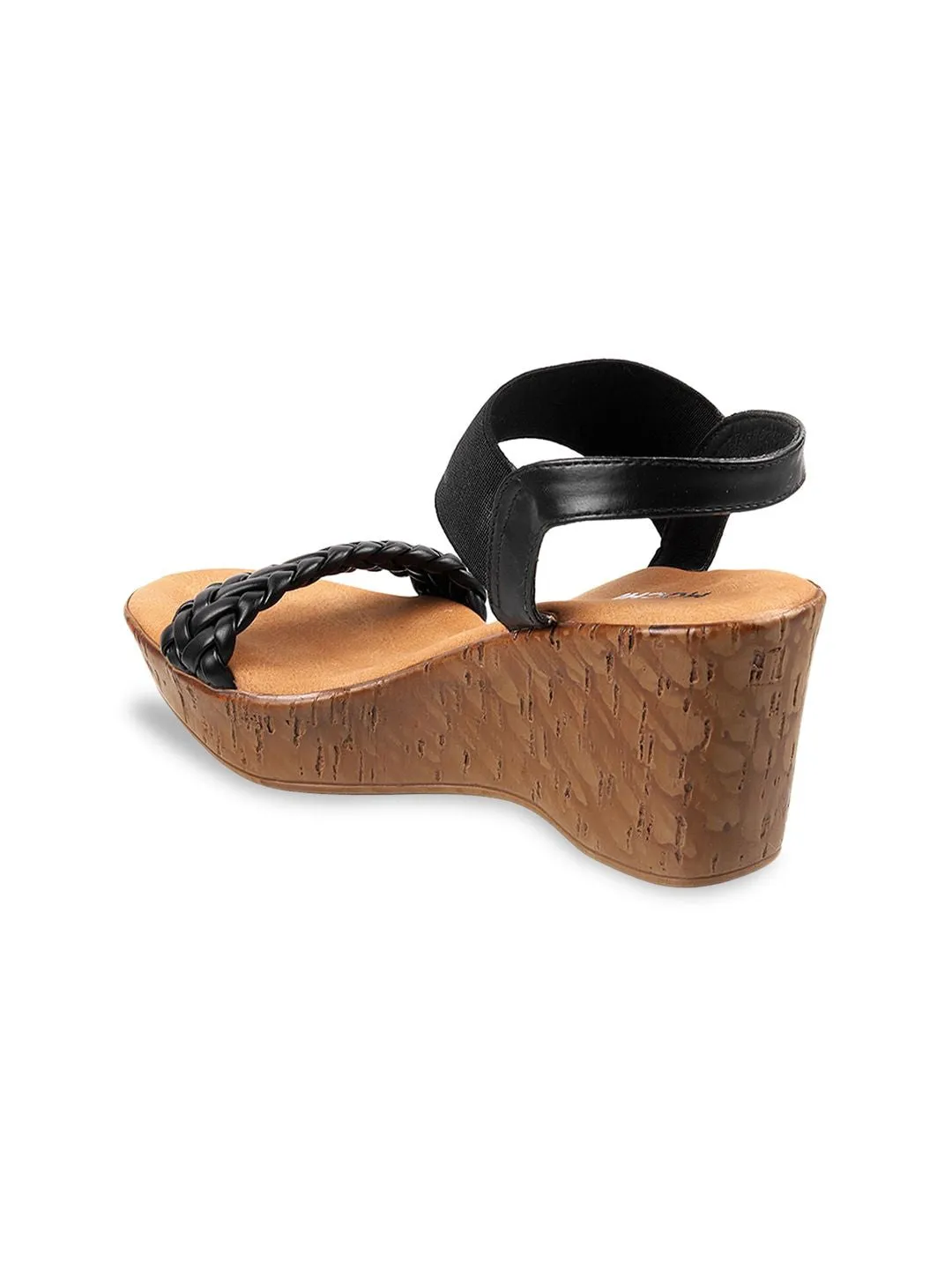 Mochi Women Black Wedge Sandals