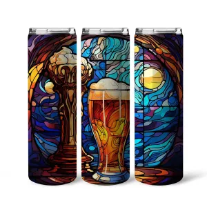 Mysterious Beer In Stained Glass 20oz Skinny Tumbler, Beer Lover, Alcohol Tumbler, Vibrant Tumbler, Trending Tumbler