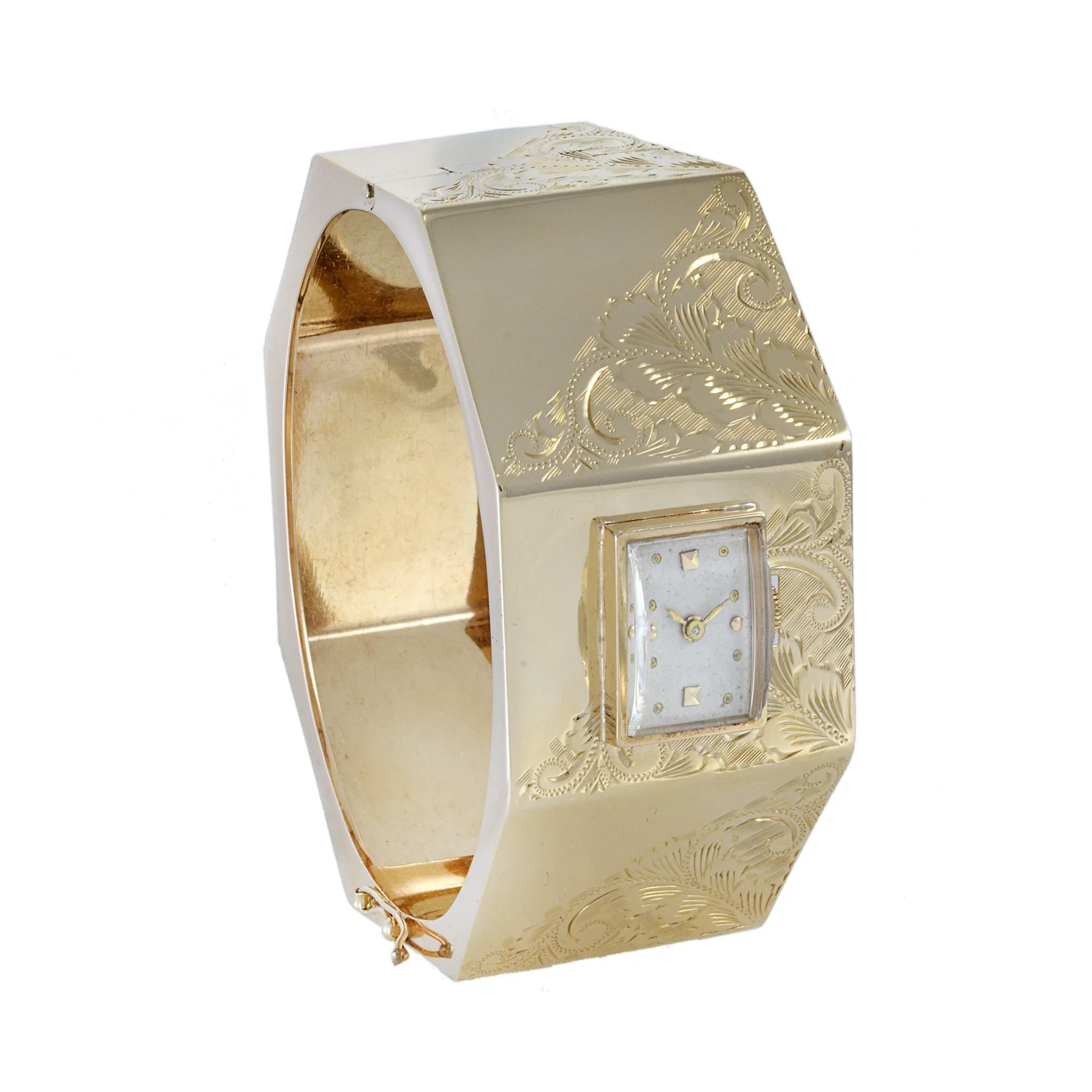 Nastrix 1950's Cuff Watch 14K Yellow Gold Manual Wind Movement