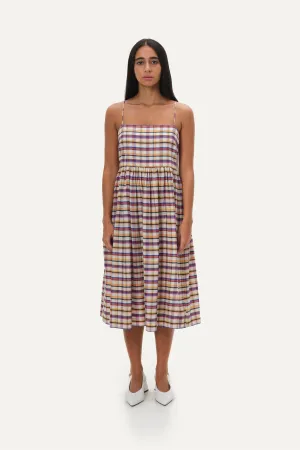 Naushad Ali   I   Midi dress Madras Checks Signature Spring Summer 2025 Multicolour Handwoven Silk Cotton NA SS24 W18