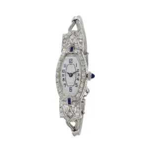 Nerny Platinum Cocktail Watch With Diamonds and Sapphires
