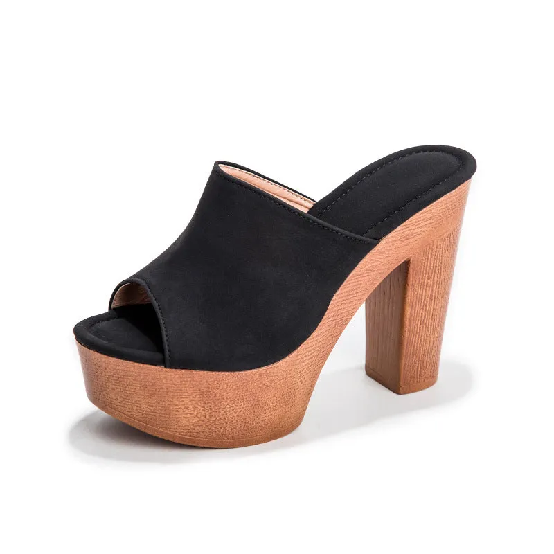 New arrivals wedge design shoe platform mule slides for ladies