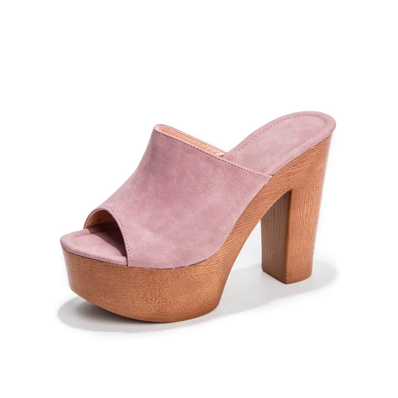 New arrivals wedge design shoe platform mule slides for ladies