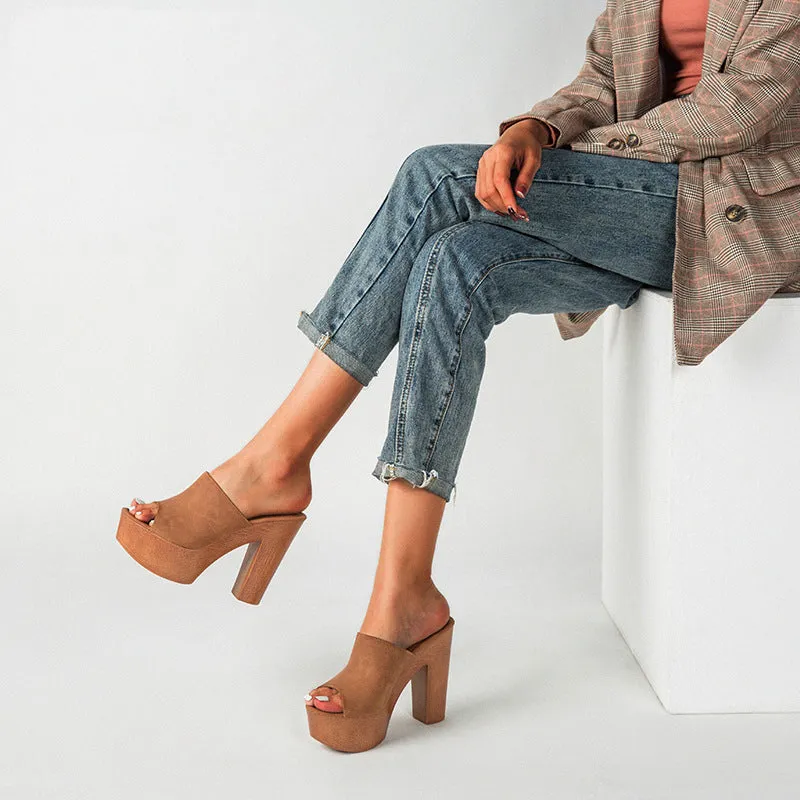 New arrivals wedge design shoe platform mule slides for ladies