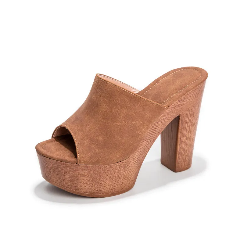 New arrivals wedge design shoe platform mule slides for ladies