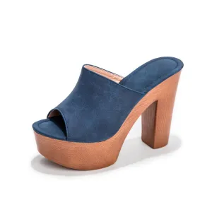 New arrivals wedge design shoe platform mule slides for ladies