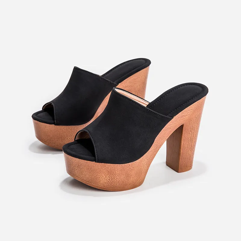 New arrivals wedge design shoe platform mule slides for ladies