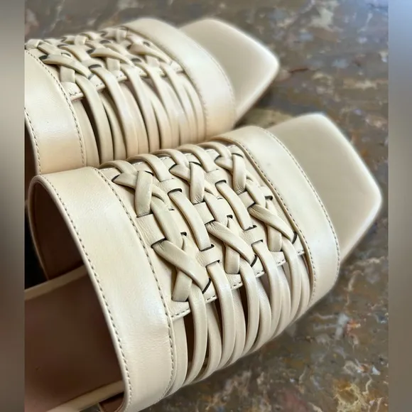 NWOT Aerosoles | Women’s tan leather Evette mule sandal slides, square heel, sz8