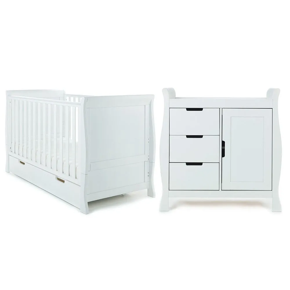 Obaby Stamford Classic Sleigh 2 Piece Room Set - White