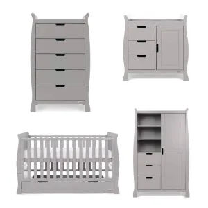 Obaby Stamford Classic Sleigh 4 Piece Room Set - Warm Grey
