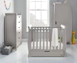 Obaby Stamford Space Saver Cot with Under Drawer - Warm Grey