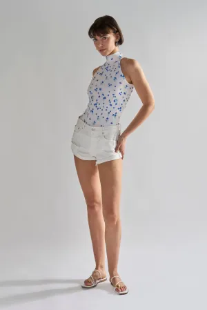 Off White Ripped Denim Shorts