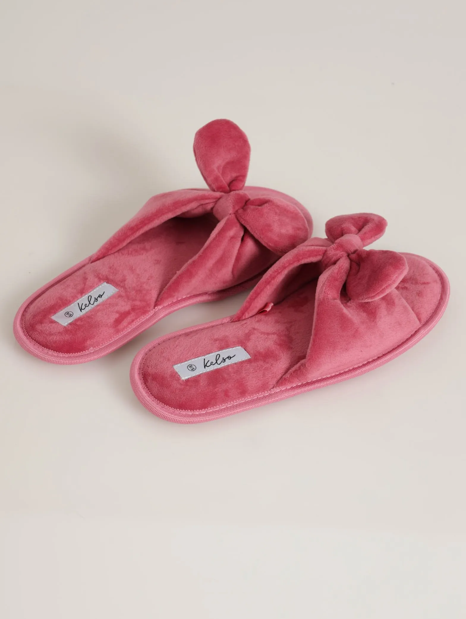 Open Toe Bow Slipper - Rose
