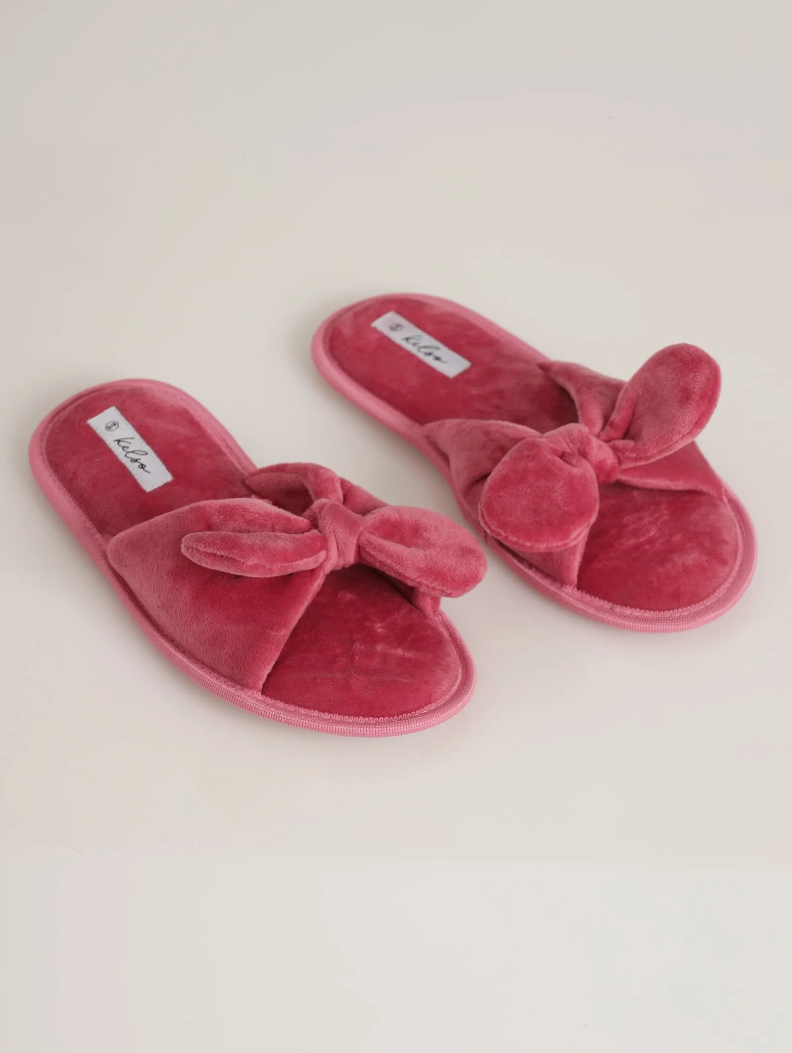 Open Toe Bow Slipper - Rose