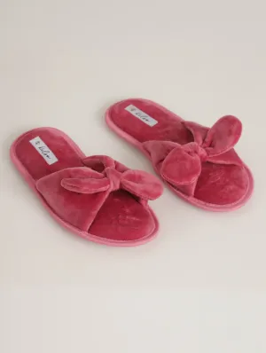 Open Toe Bow Slipper - Rose