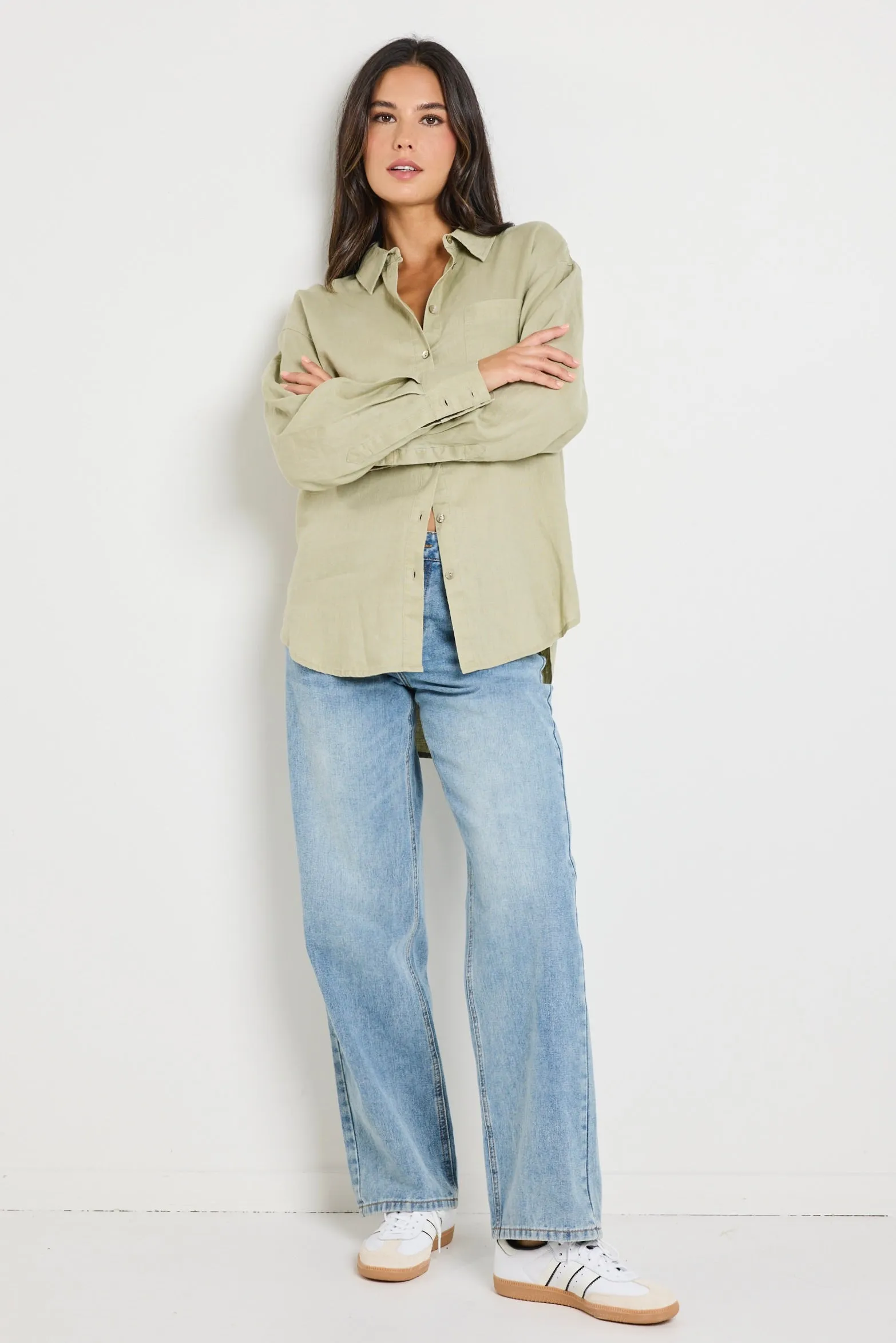 Optimum Pale Moss Linen Classic Shirt