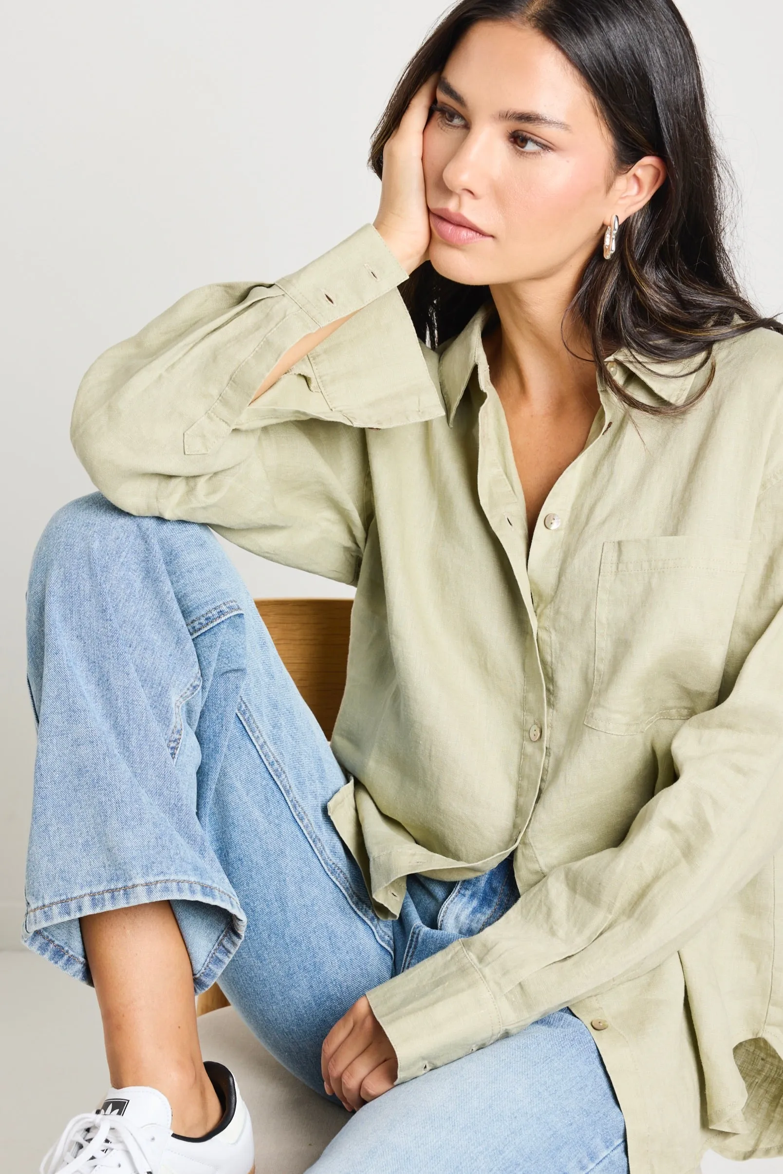 Optimum Pale Moss Linen Classic Shirt