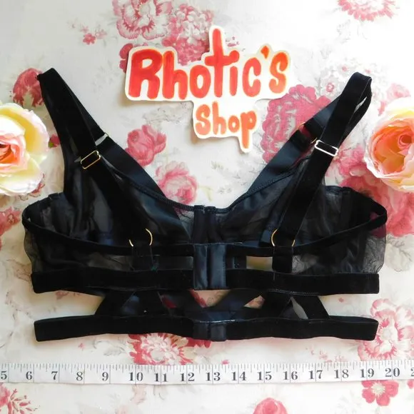 Penelope Strappy Cutout Velvet/Mesh Underwire Bra