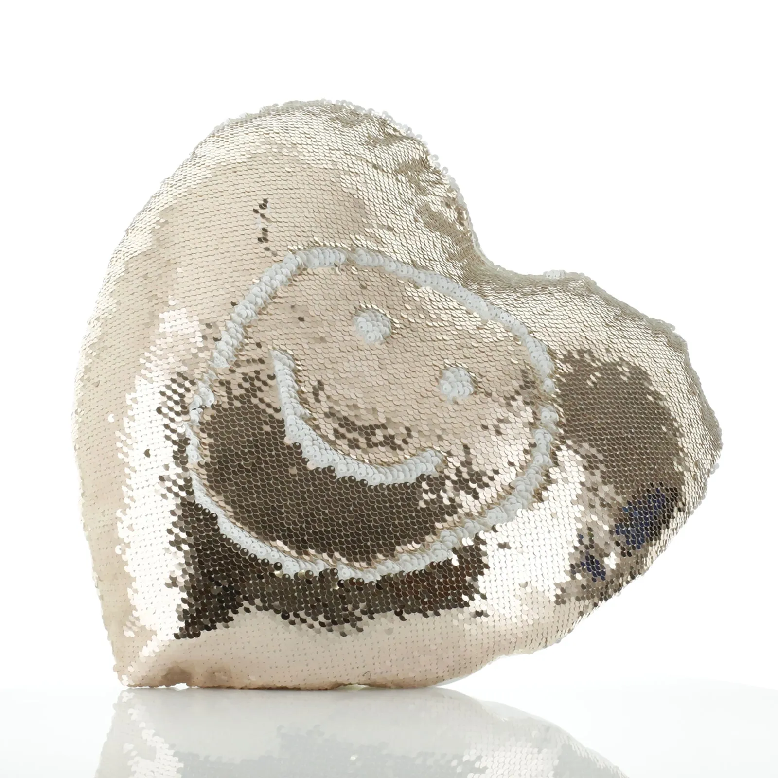 Personalised Sequin Heart Cushion with Brown and White Alpaca Multicolour Flower Wreath and Cute Text