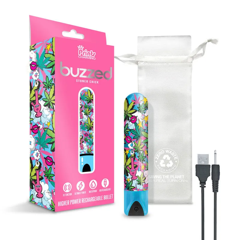 Prints Charming Buzzed Higher Power Rechargeable Bullet - Stoner Chick