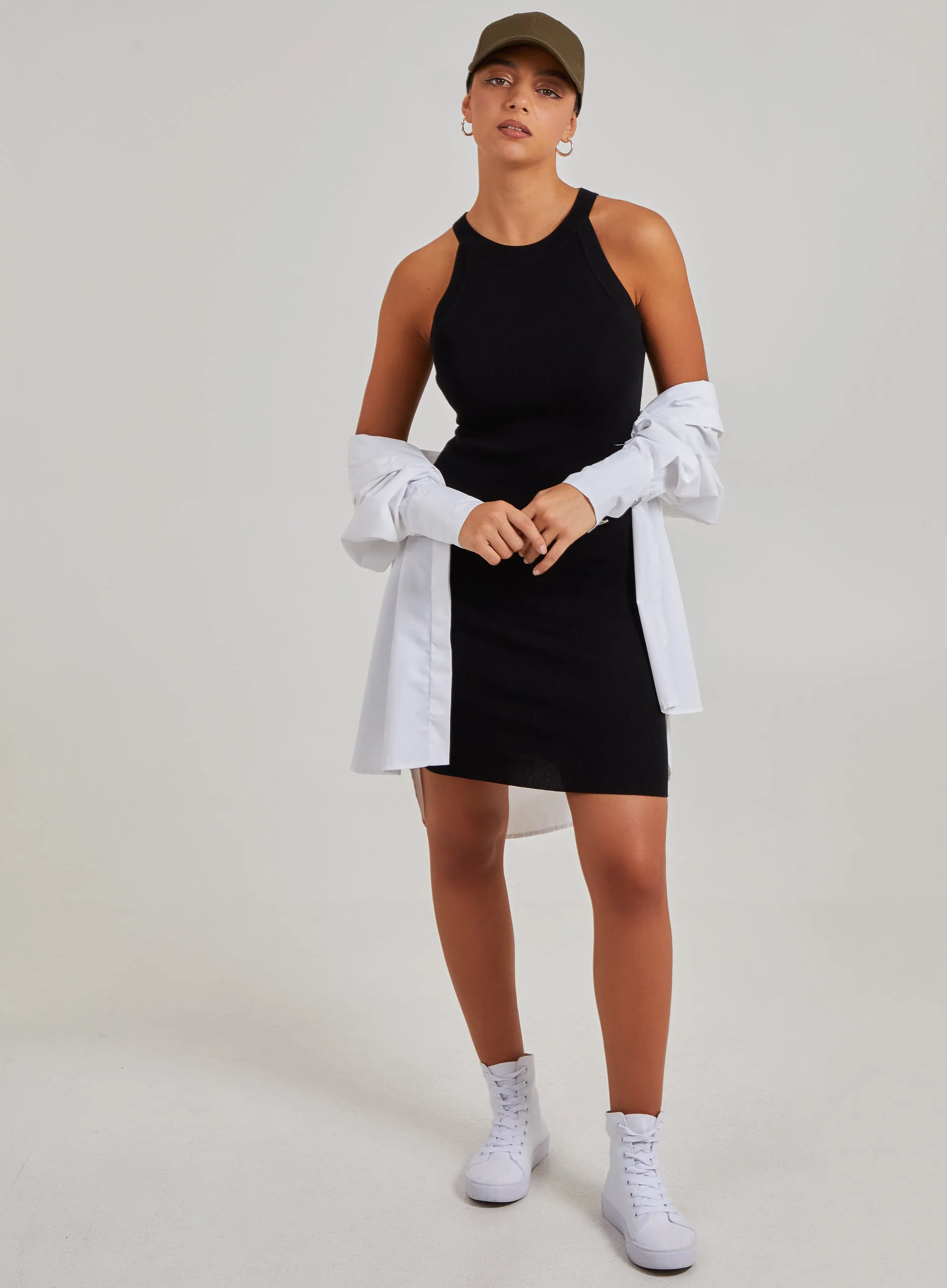Racer Back Ribbed Mini Dress