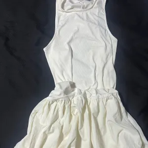 Rainbow  White Ribbed Tank Dress with Gathered Skirt | Size XXL