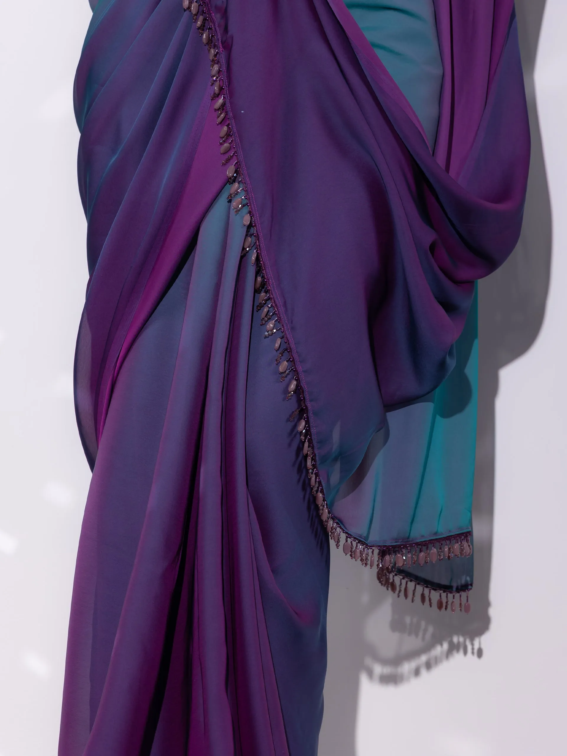 Rarity Ombre Butter Chiffon Saree with Lace & Blouse fabric