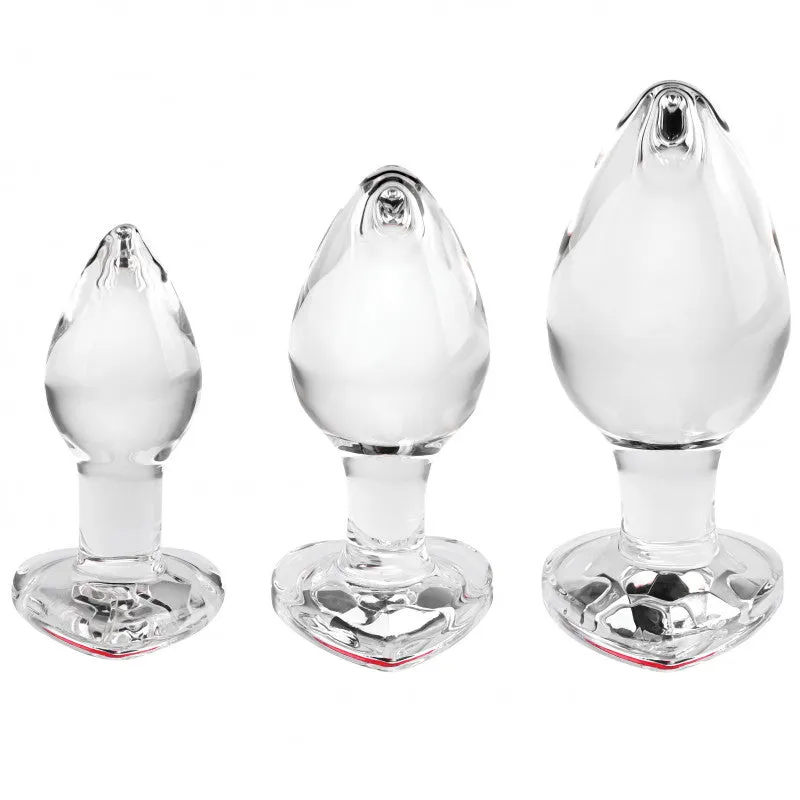 Red Heart Gem Glass Plug Set