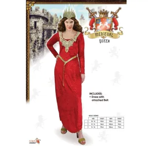 Red Medieval Queen Womens Costume