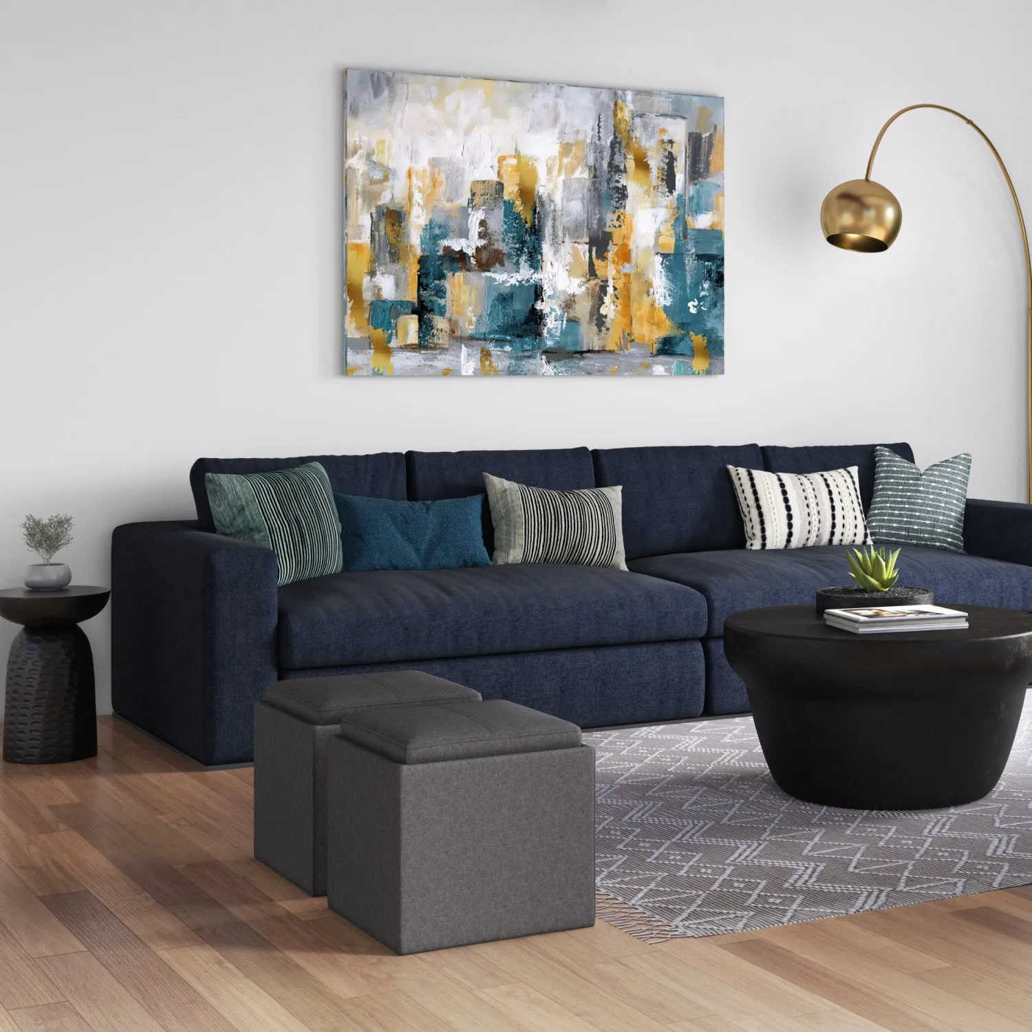 Rockwood Cube Storage Ottoman in Linen