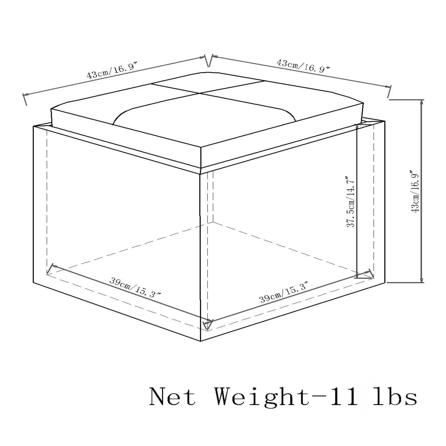 Rockwood Cube Storage Ottoman in Linen