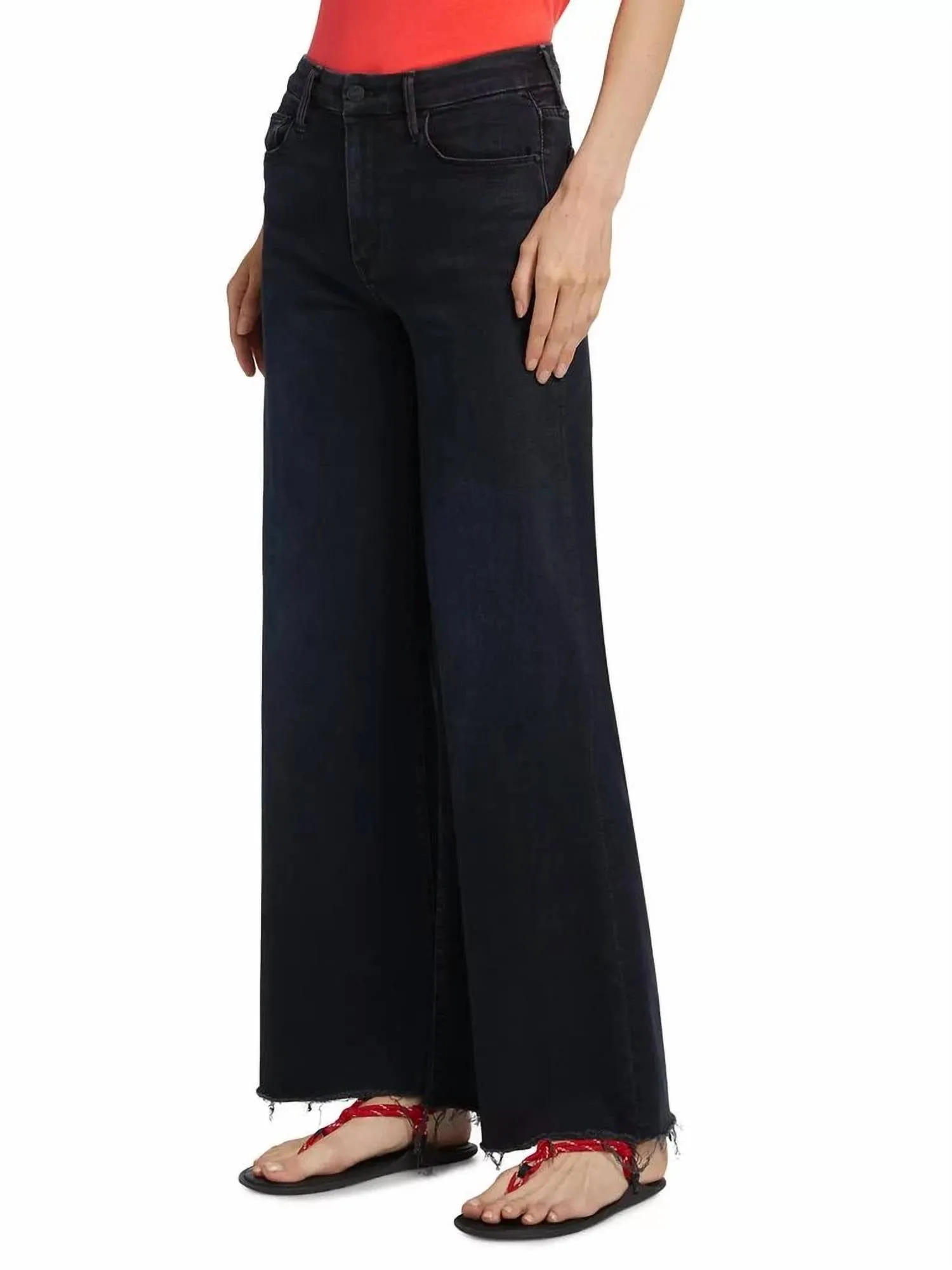 Roller Fray Wide-Leg Jean In Night In Venice