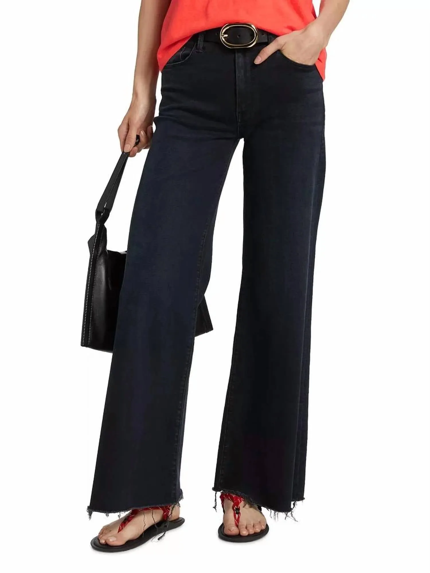 Roller Fray Wide-Leg Jean In Night In Venice