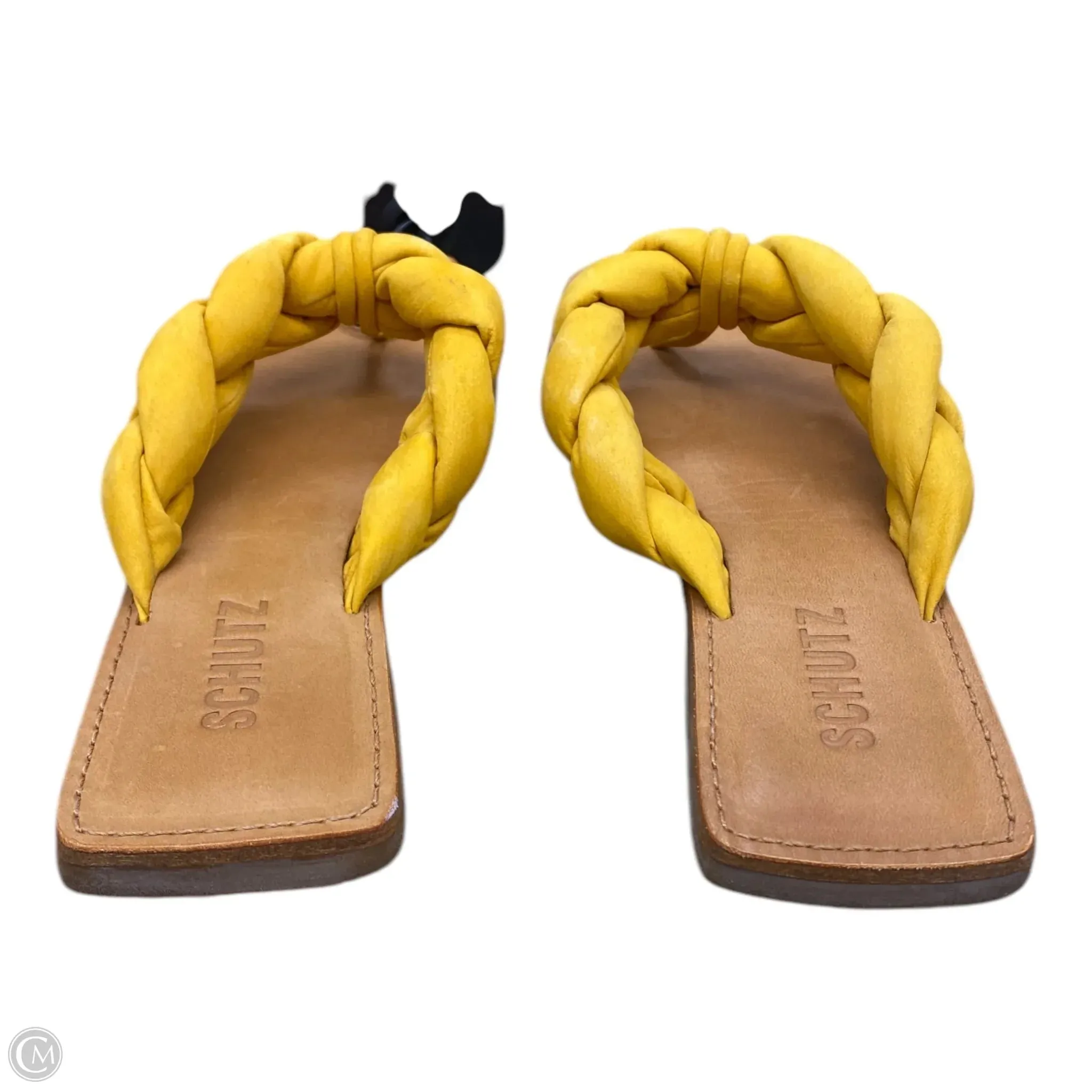 Sandals Flip Flops By Schutz In Tan & Yellow, Size: 6