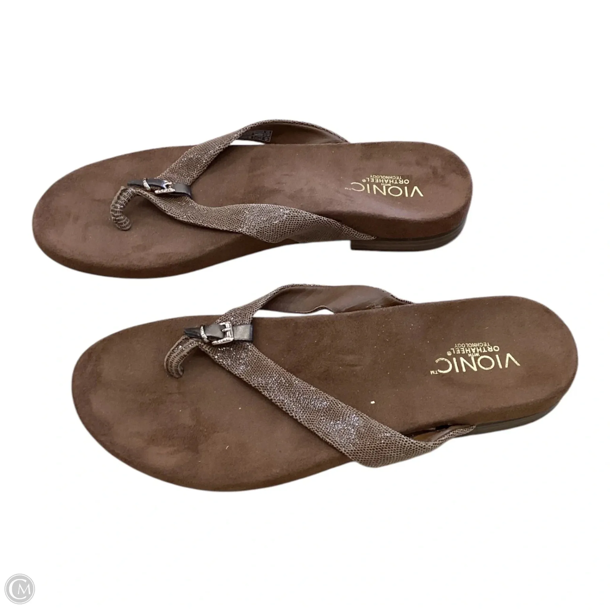 Sandals Flip Flops By Vionic In Brown, Size: 10