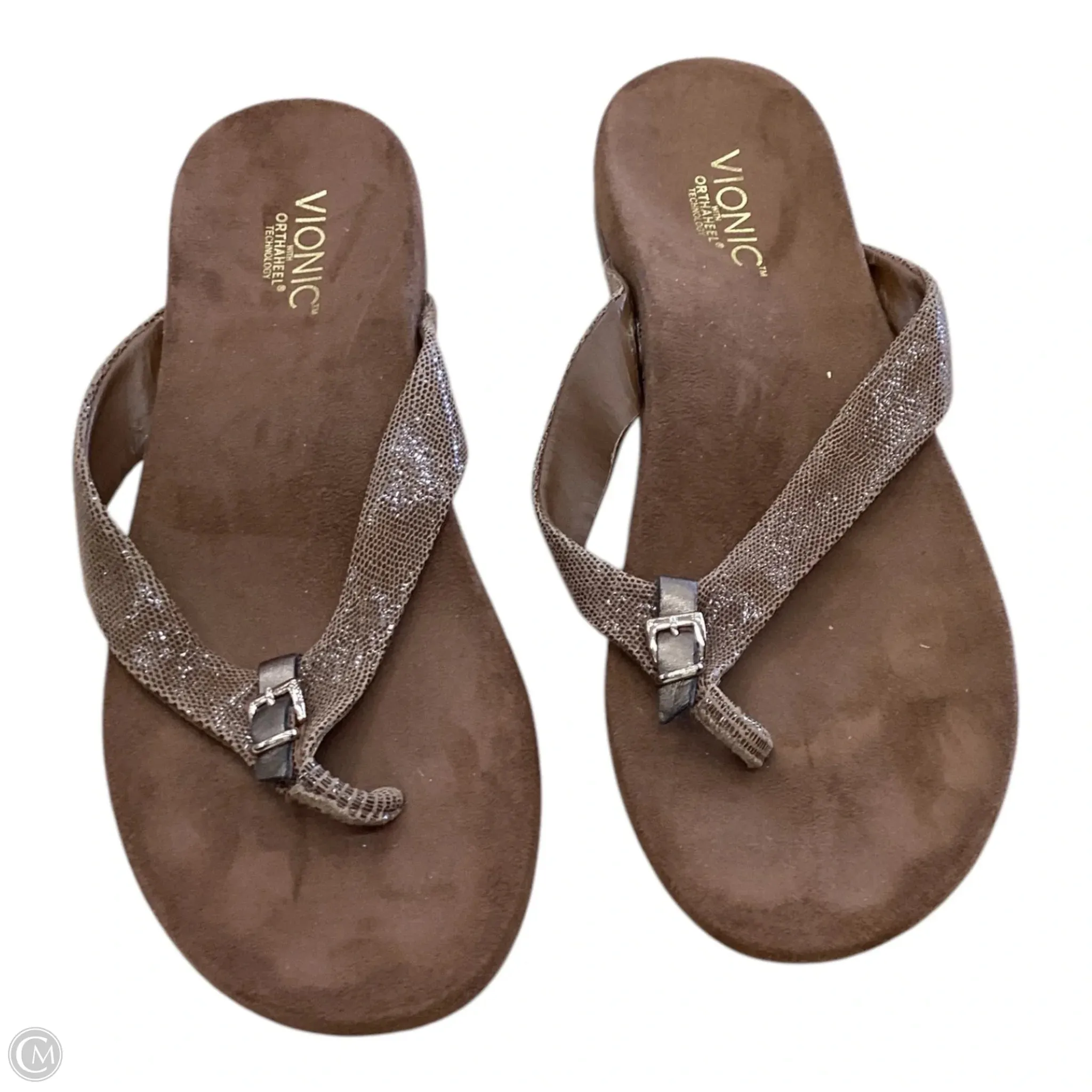 Sandals Flip Flops By Vionic In Brown, Size: 10