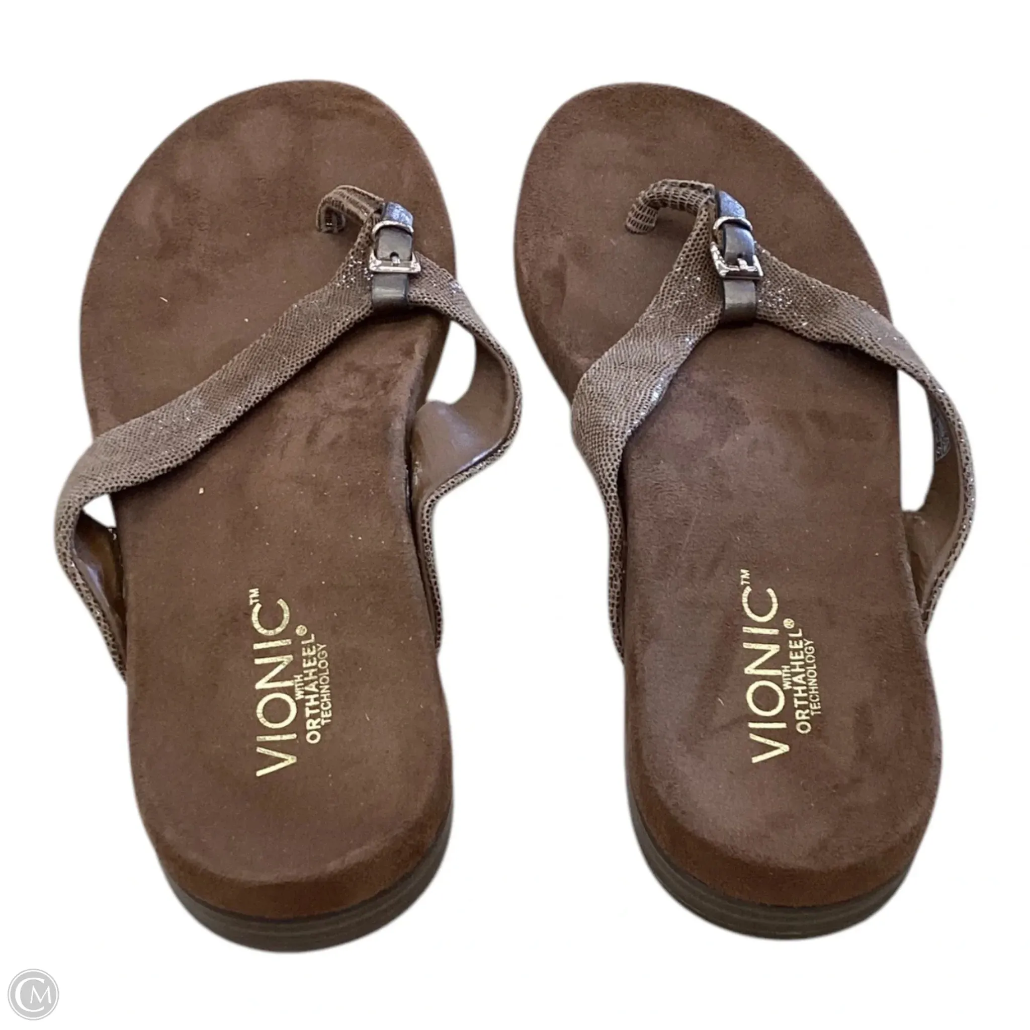 Sandals Flip Flops By Vionic In Brown, Size: 10