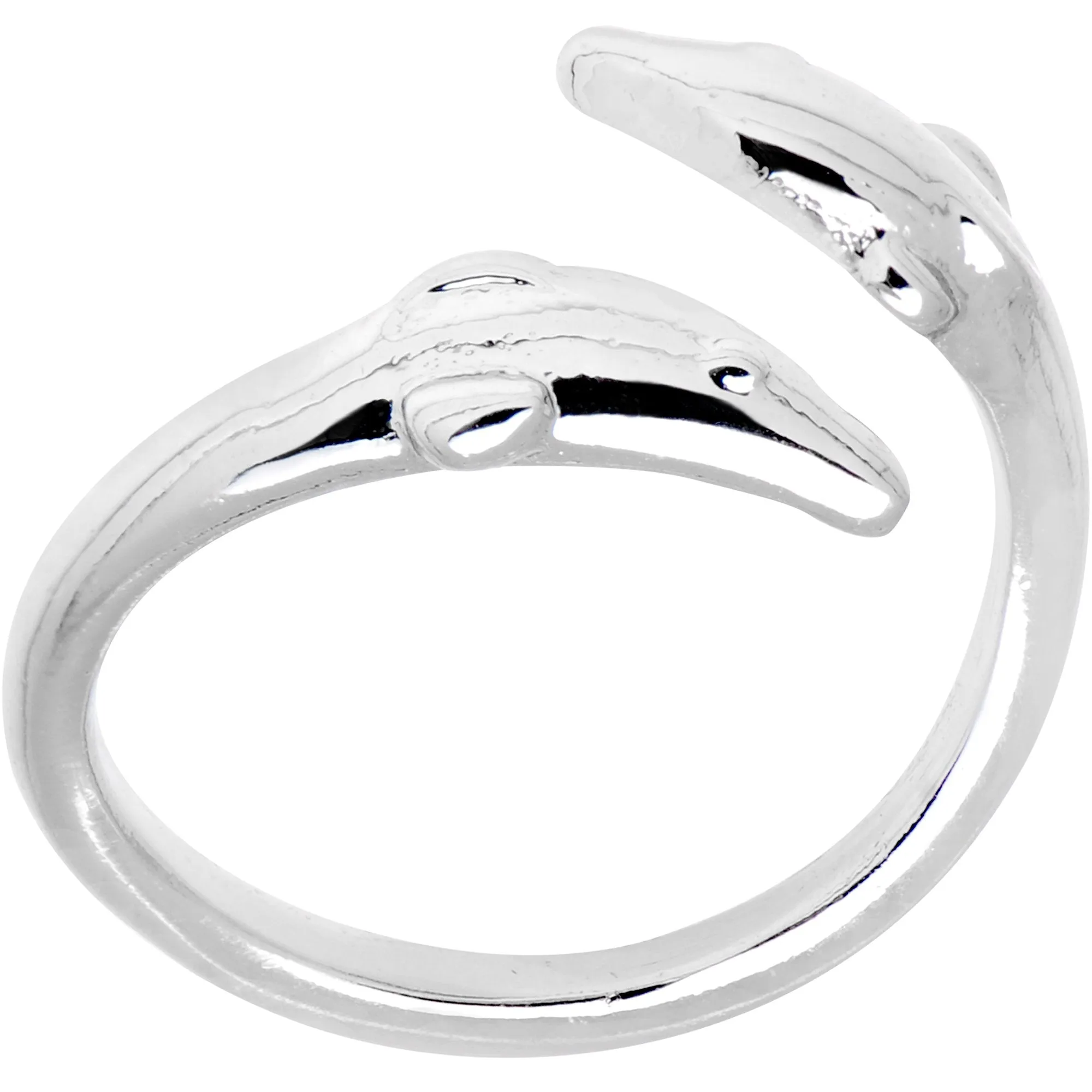 Silver Plated Double Dolphin Toe Ring
