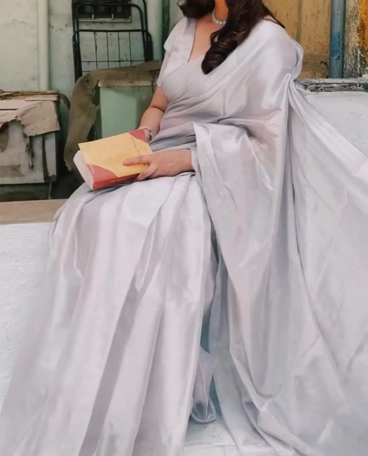 Silver Tissue Silk Saree With Blouse