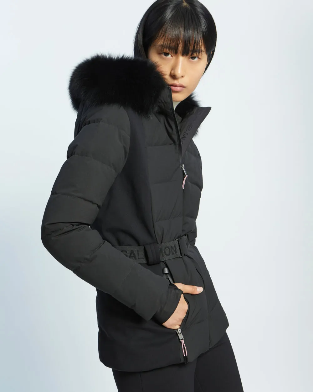Ski jacket with fox fur hood