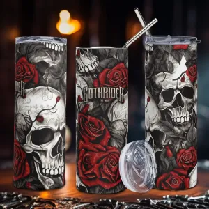 Skulls & Roses Skinny Tumbler