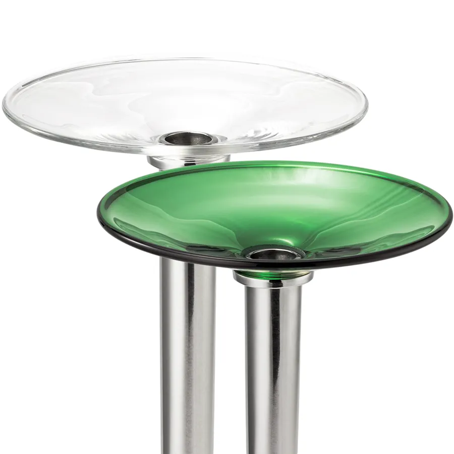 Small Brass or Silver Candle Holder with Glass and Brass Bobeché