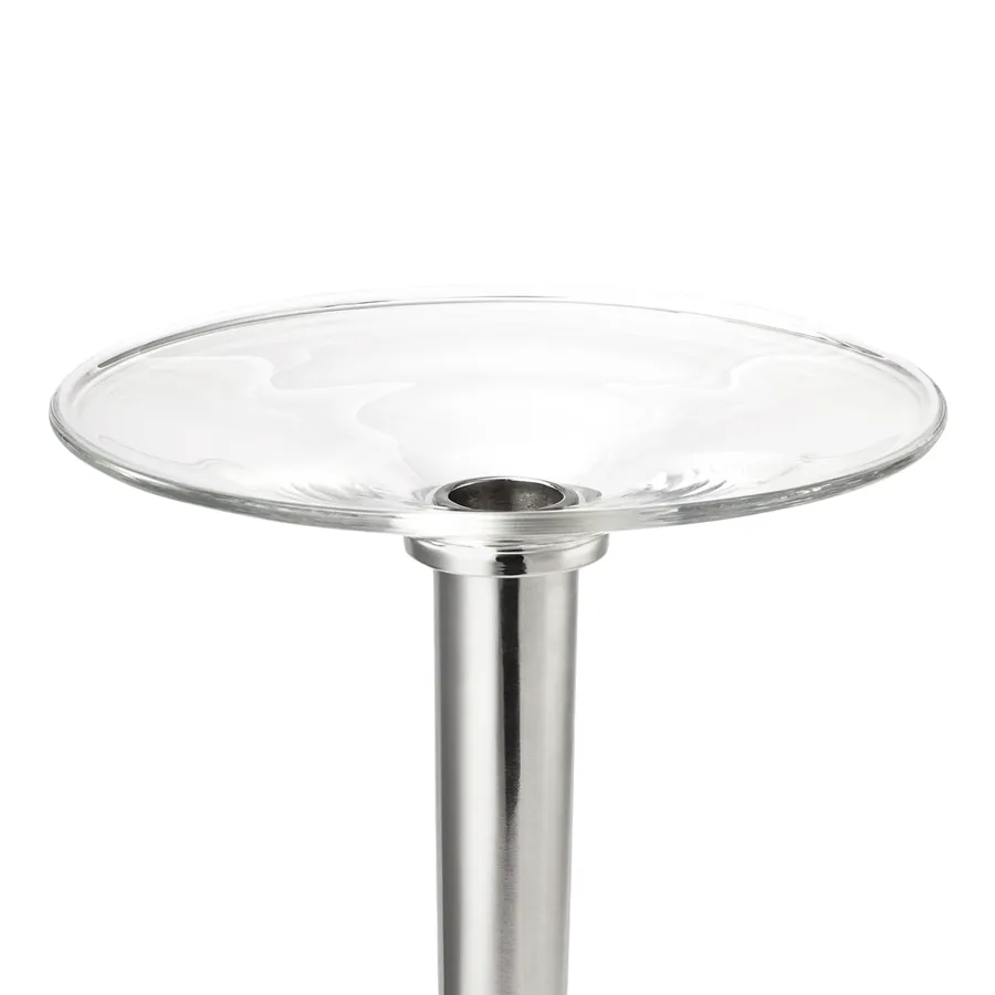 Small Brass or Silver Candle Holder with Glass and Brass Bobeché