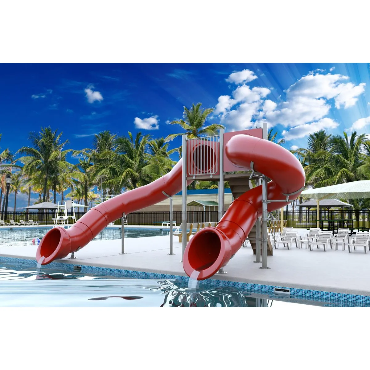 Spectrum Aquatics- Double Flume 90°/360° Half Hex Deck